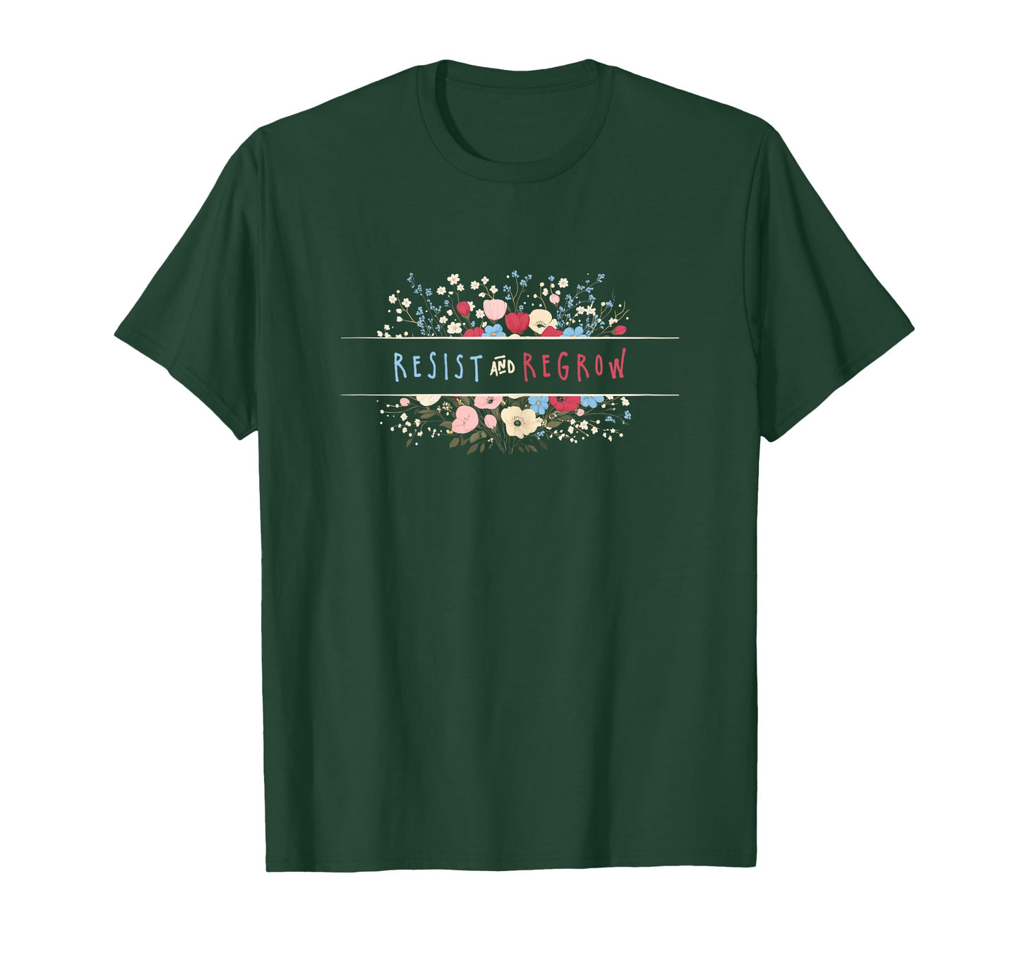 Womens Resist Persist Regrow Boho Floral Retro Trendy T-Shirt