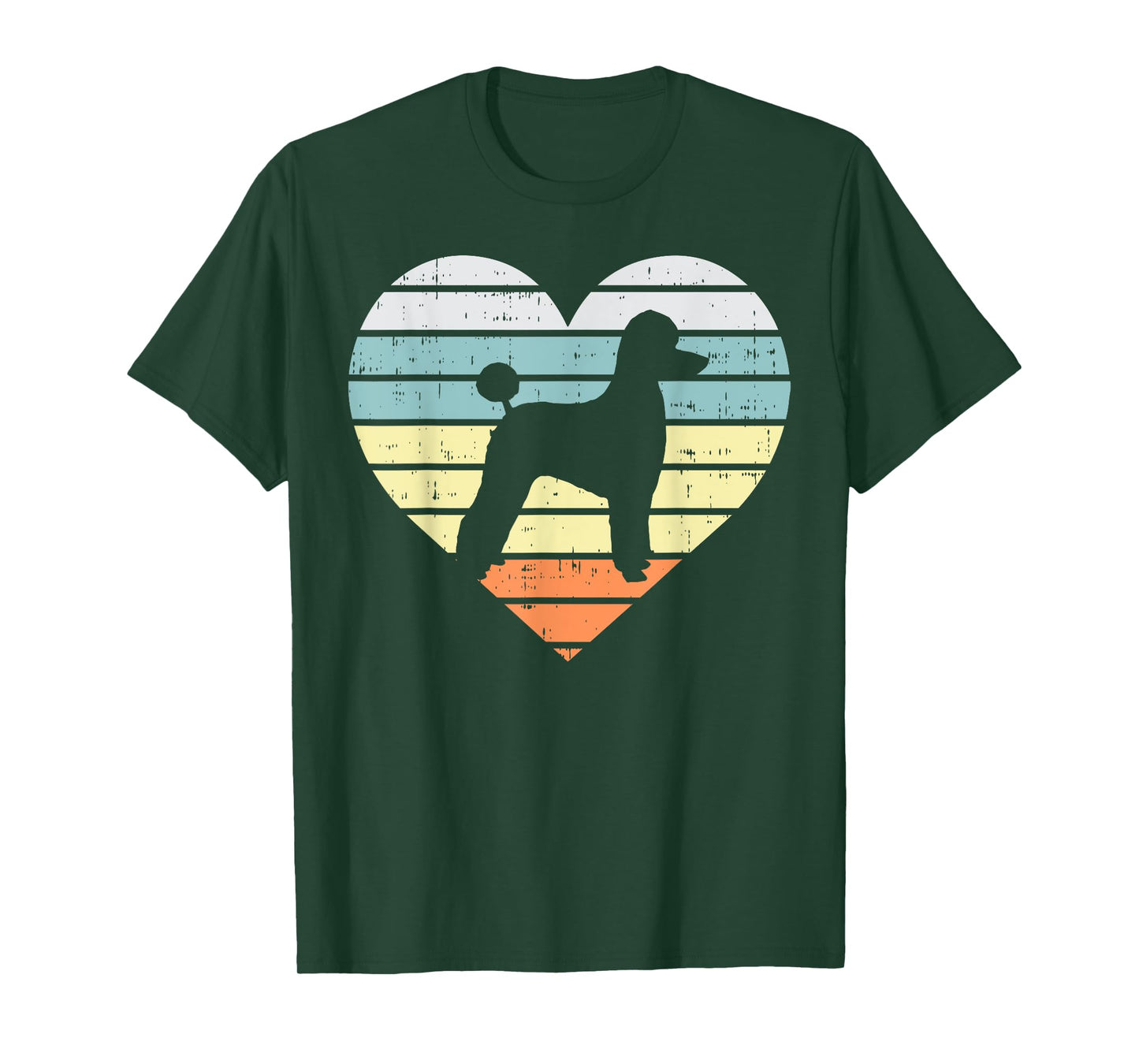 Poodle Silhouette Heart Sunset Retro Dog Lover Owner Gift T-Shirt