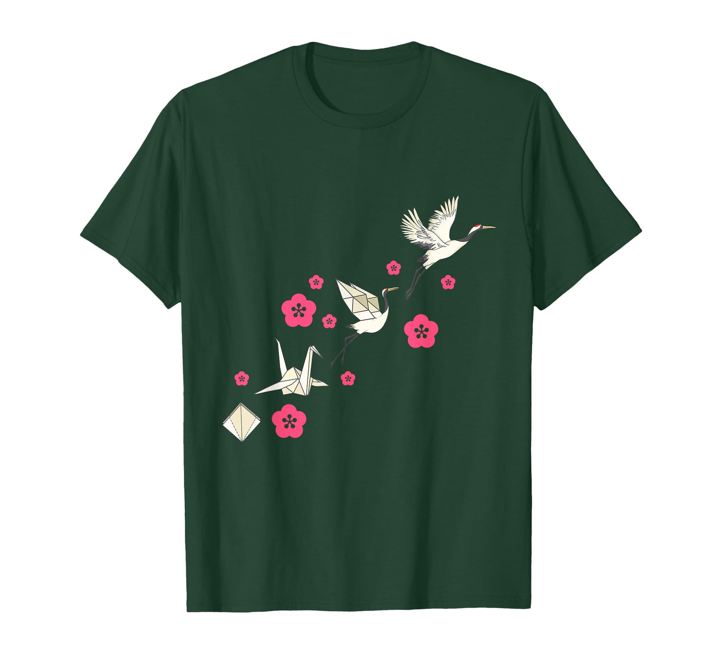 Common Crane Flowers Origami Bird Lover Nature Cute Birdie T-Shirt