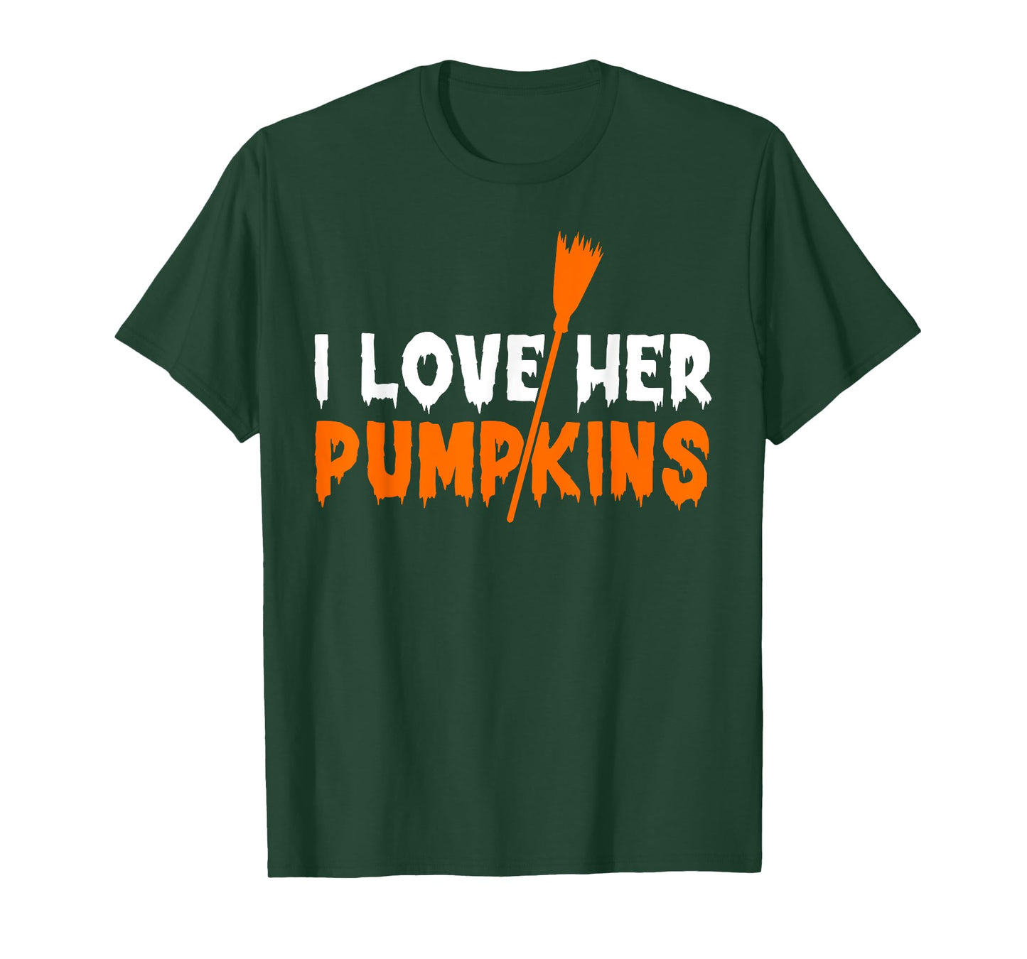 I Love Her Pumpkins I Love His Broomstick Halloween Couples T-Shirt
