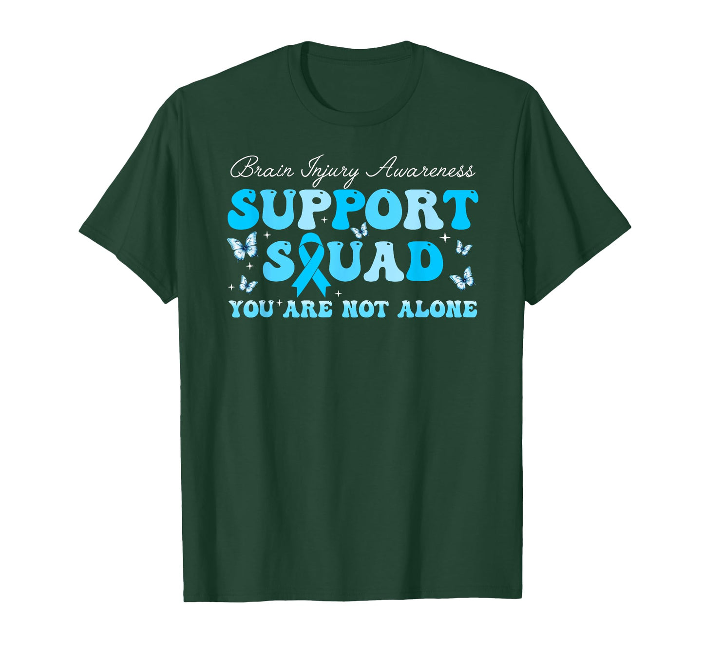 Retro Support Squad Brain Injury Awareness Blue Ribbon T-Shirt