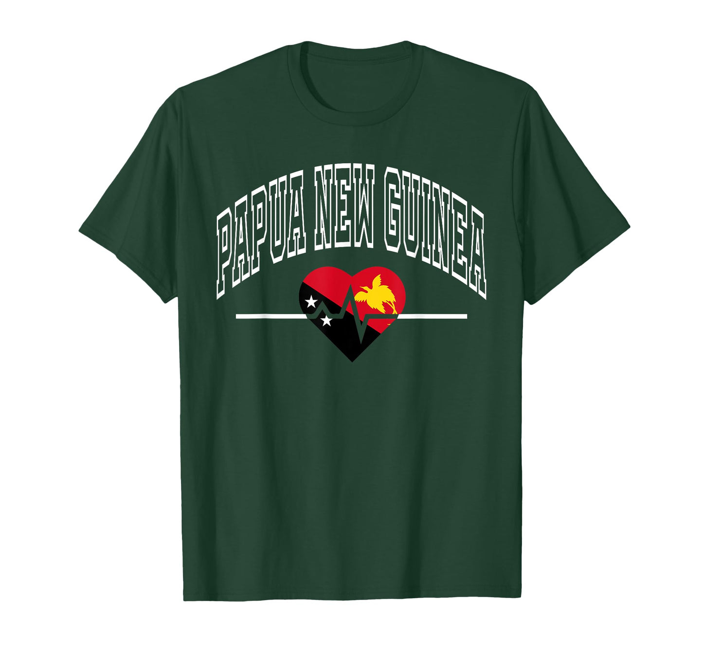 Papua New Guinea Flag Vintage Throwback Heartbeat T-Shirt