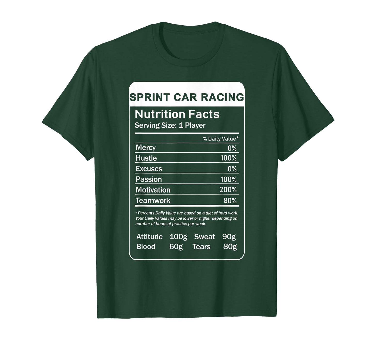Sprint Car Racing Nutrition Facts T-Shirt