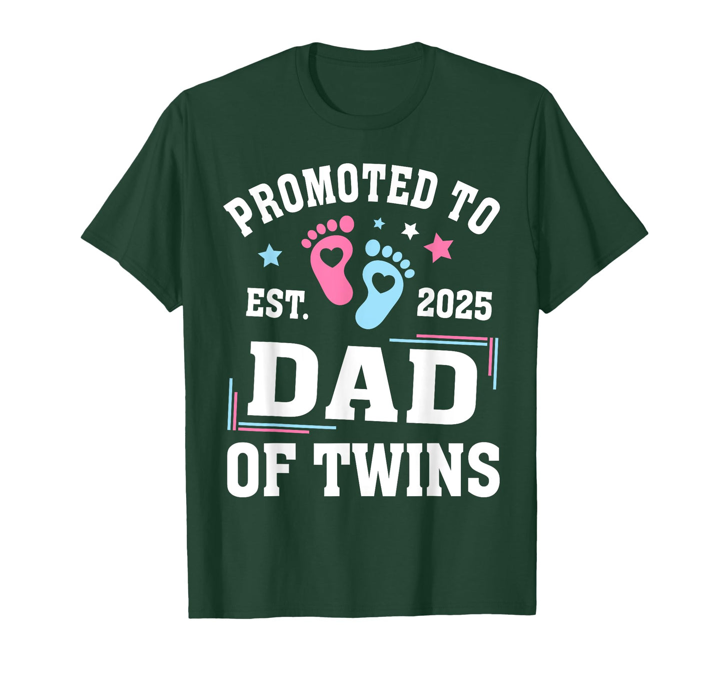 Promoted To Dad Of Twins Est 2025 Gender Reveal T-Shirt
