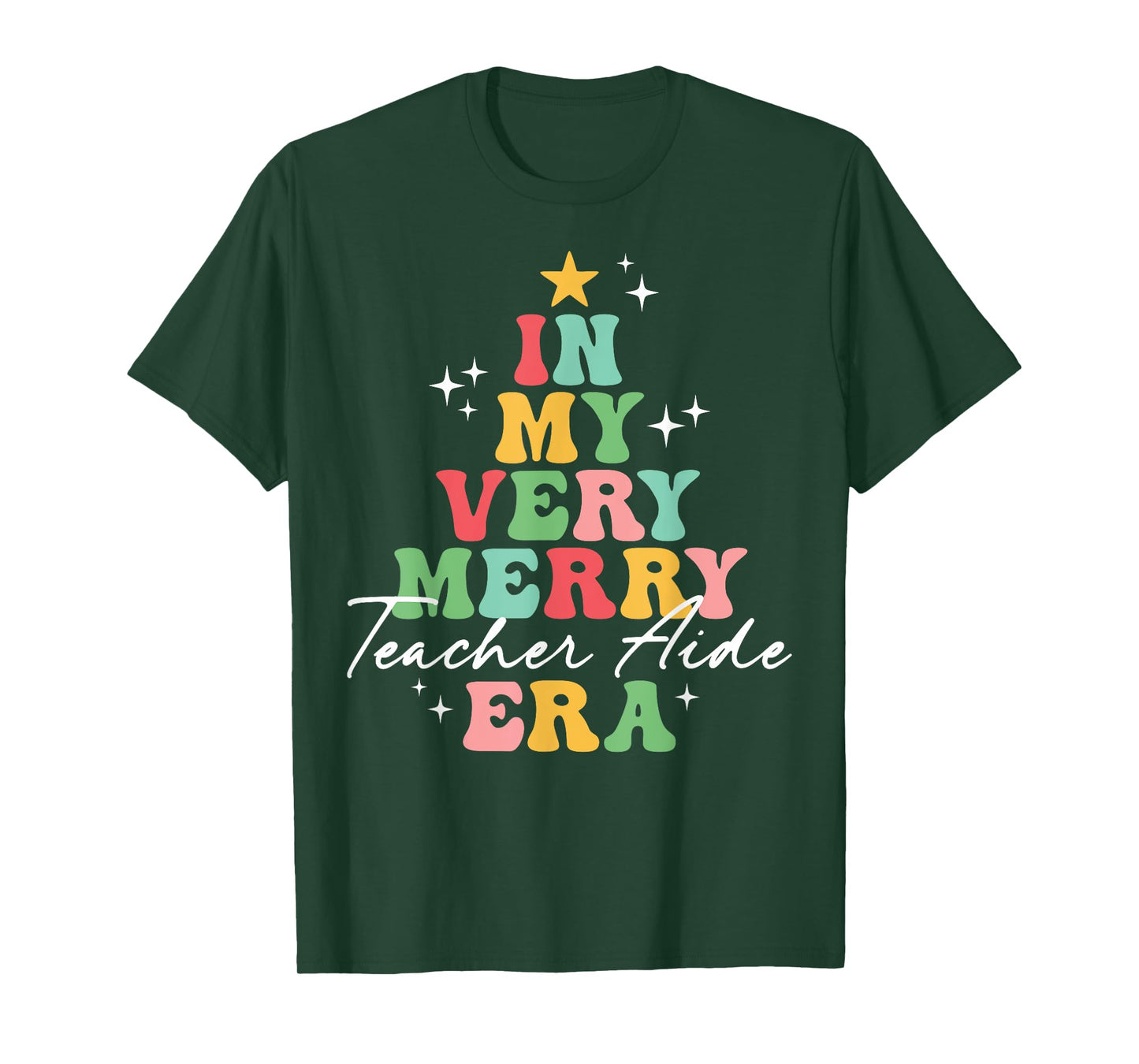 In My Very Merry Teacher Aide Era Christmas Groovy Matching T-Shirt
