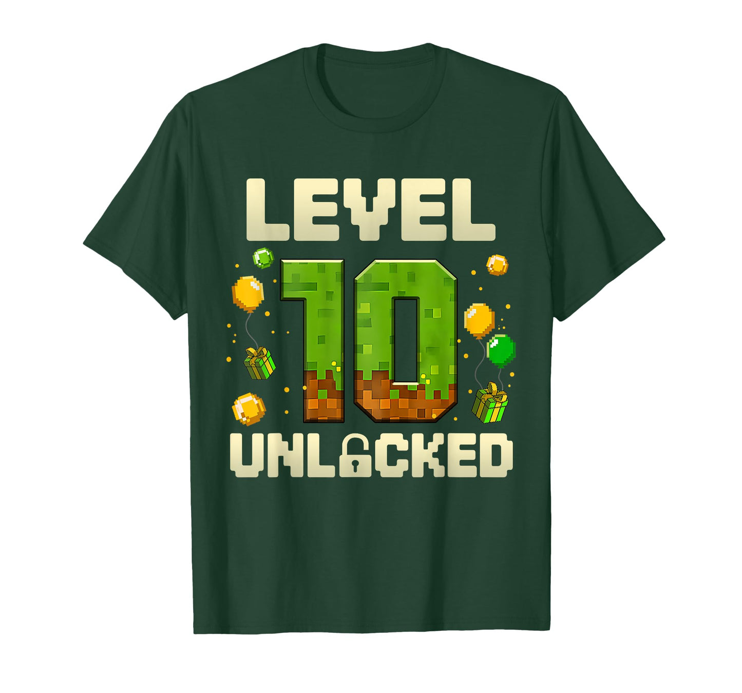 Birthday Boy Level 10 Unlocked 10th Birthday Game Pixel T-Shirt