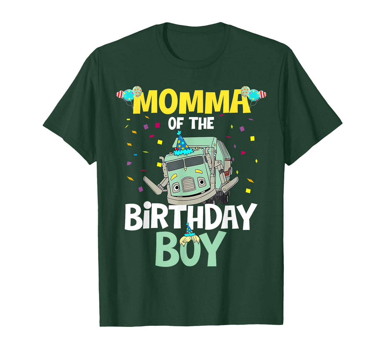 Momma Of The Birthday Boy Garbage Truck Recycling Trash T-Shirt