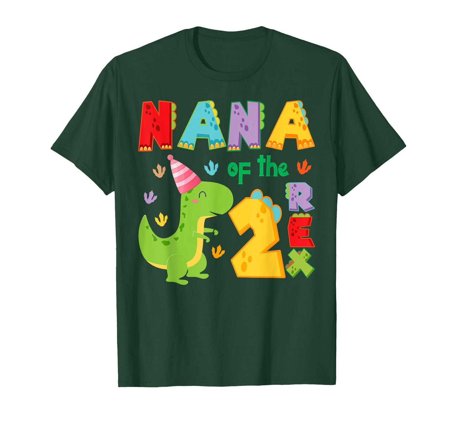 Nana of The Two Rex 2Nd Birthday Boy Dinosaur T-Rex T-Shirt