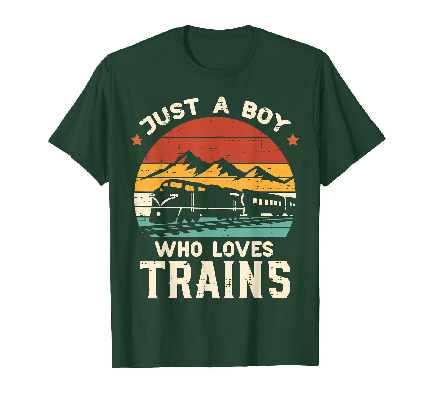 Boy Who Loves Trains Retro Locomotive Boys Kids Toddler Men T-Shirt