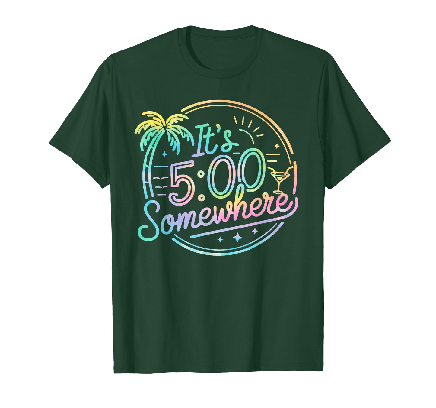 Tie Dye It's 5 O'clock Somewhere Summer Beach Vacation T-Shirt