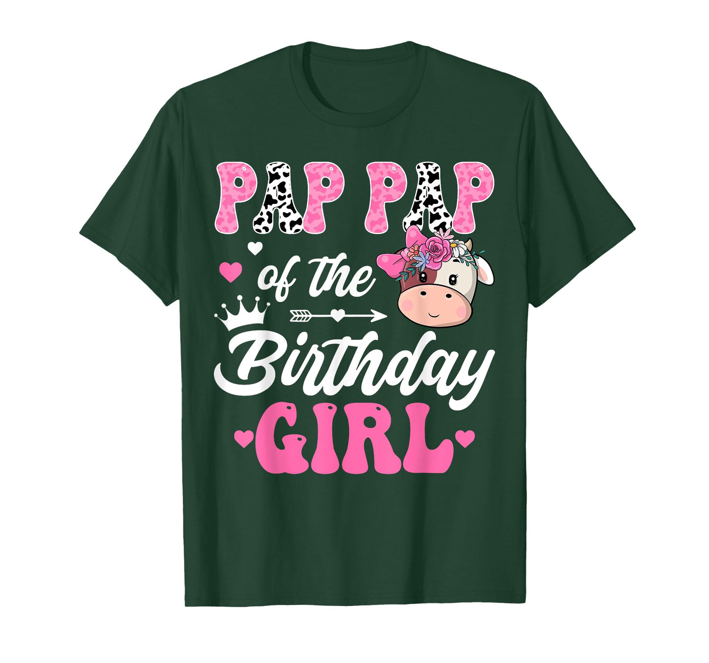 Pap Pap Of The Birthday Girl Farm Cow 1St Birthday Girl T-Shirt