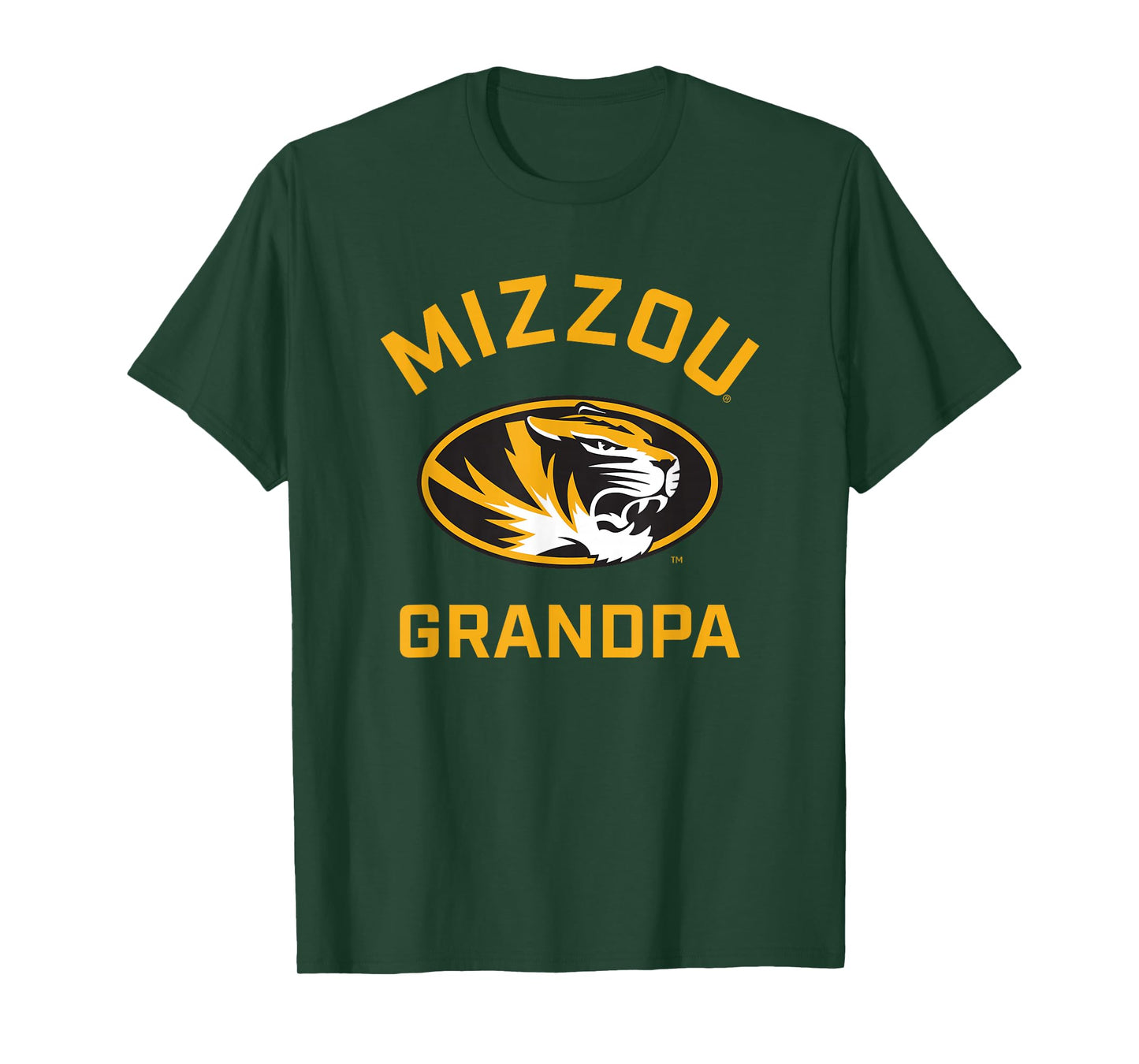 Campus Lab Mizzou Tigers Arched Grandpa T-Shirt - Black, Unisex-Adults, Short Sleeve, University Logo T-Shirt, Small