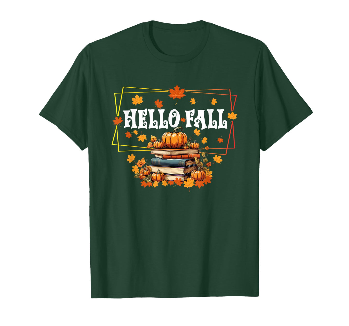 Hello Fall Gifts Pumpkin and Books Reading lovers in Autumn T-Shirt