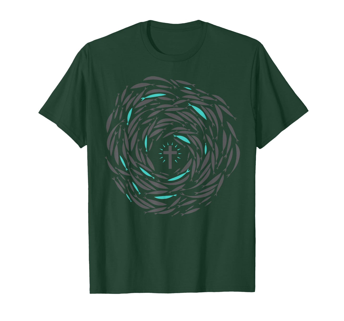 Christian Fish Swim With Cross Jesus Religious Apparel T-Shirt