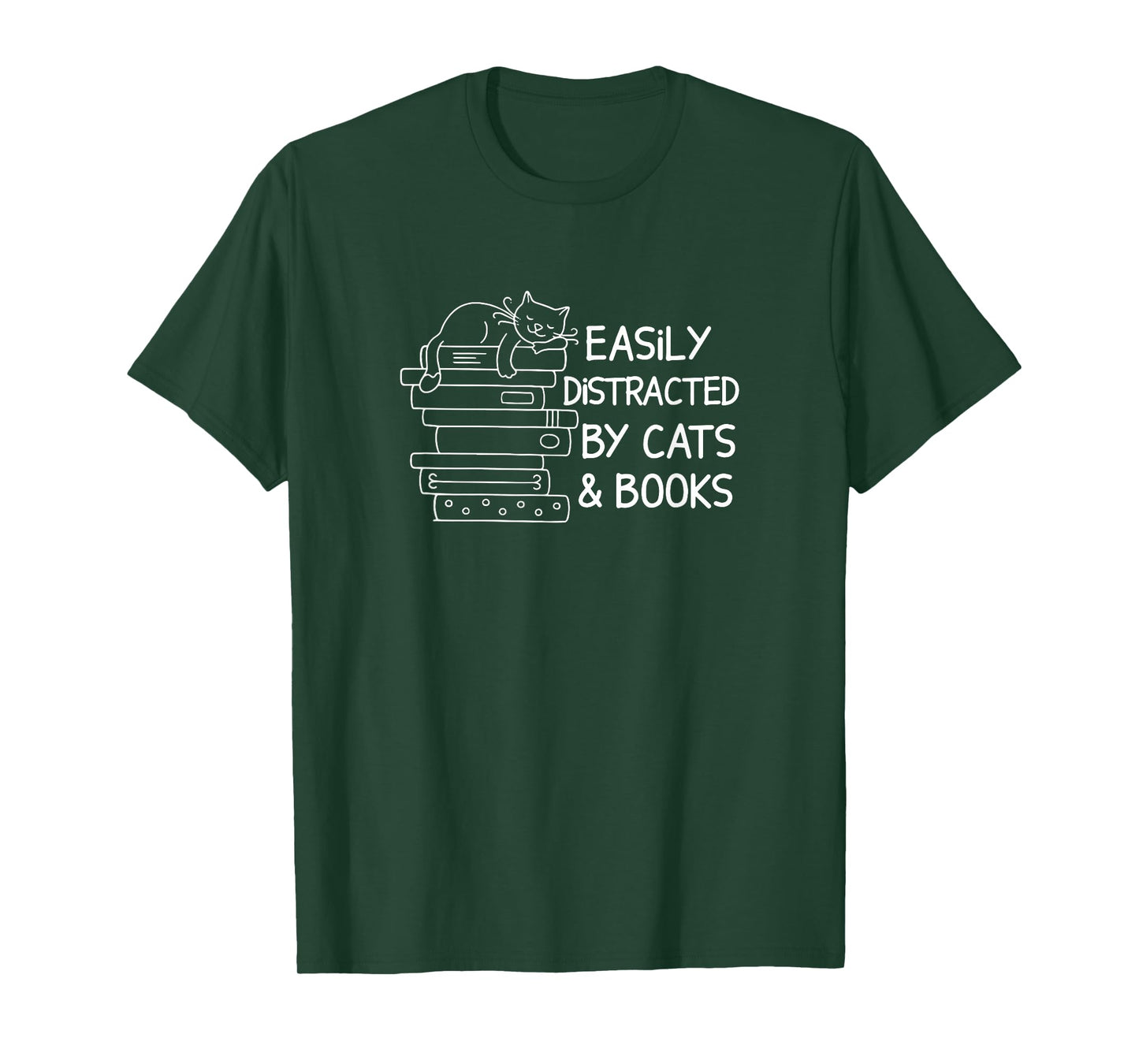 Easily Distracted By Cats And Books, Book Lover, Funny Cat T-Shirt