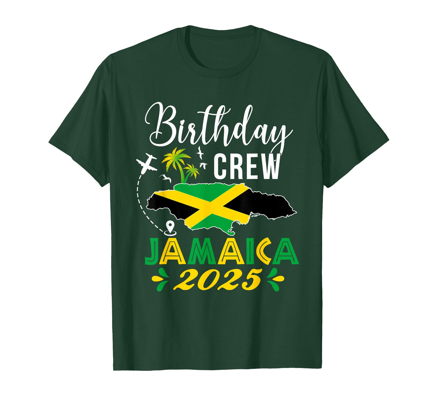 Birthday Crew Jamaica 2025 Tropical Vibe Group Matching Bday T-Shirt
