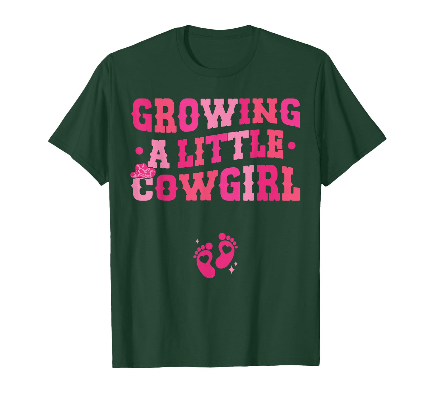 Country Pregnancy Announcement Apparel Co. Growing a Little Cowgirl - Black X-Small Short Sleeve Crew Neck T-Shirt