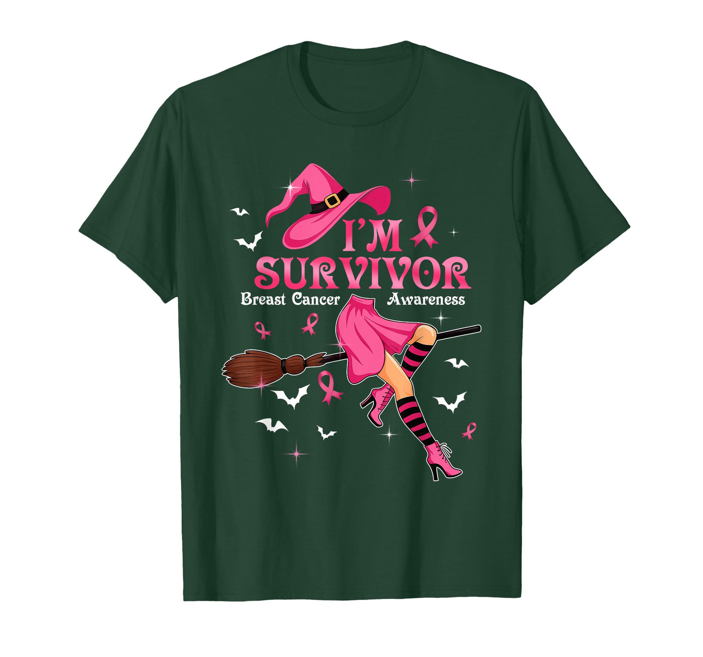 Witch I'm A Survivor Halloween Breast Cancer Awareness Women T-Shirt