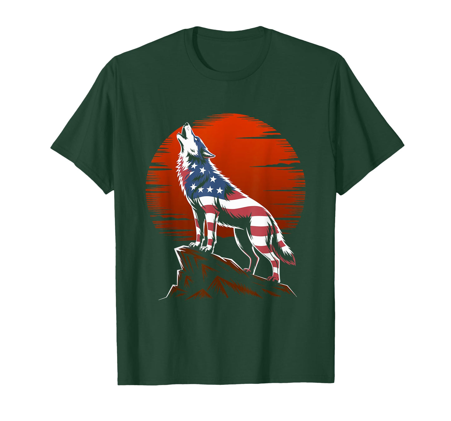 4th of July USA American Flag Wolf Patriotic Wolf Freedom T-Shirt