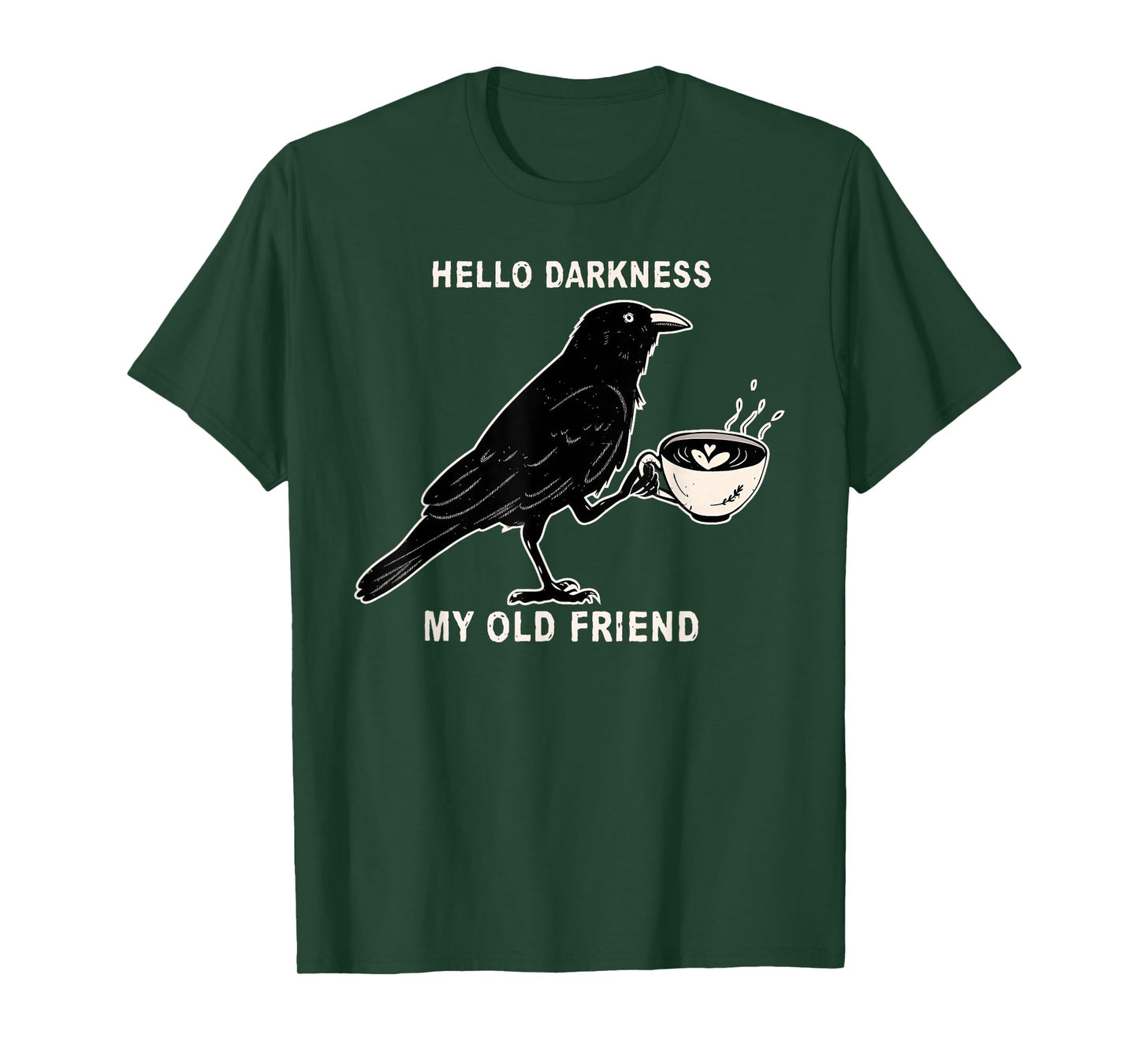 Hello Darkness My Old Friend Crow Coffee Spooky Halloween T-Shirt