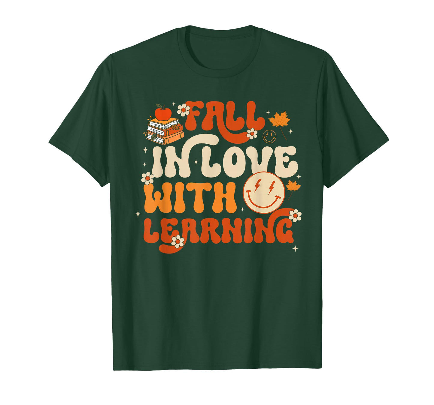 Fall in Love with Learning Autum Thanksgiving Teacher Kids T-Shirt