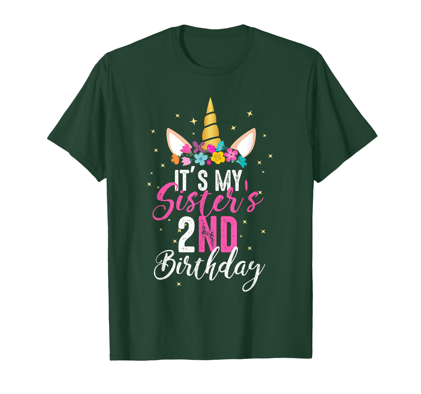 Its My Sisters 2nd Birthay Sibling Gift Unicorn Birthday T-Shirt