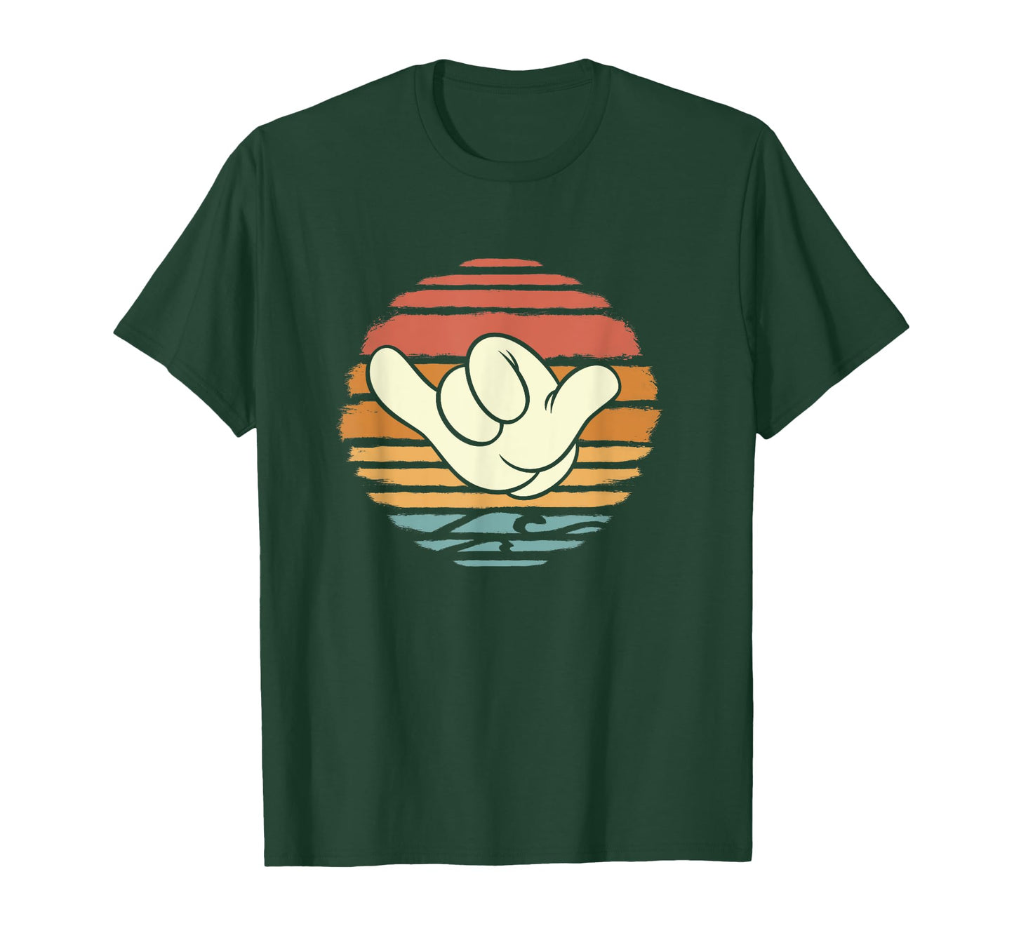 Disney Mickey And Friends Hand Shaka Sign Sunset Vintage T-Shirt