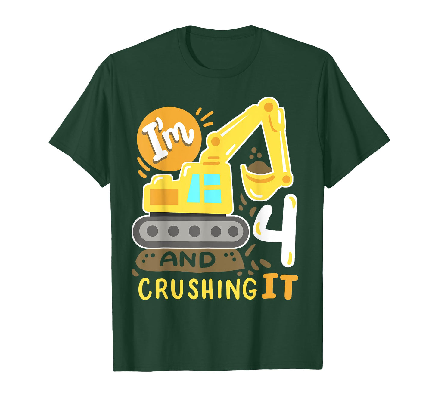 Kids 4th Construction Birthday Party I'm 4 Crushing It Boys T-Shirt
