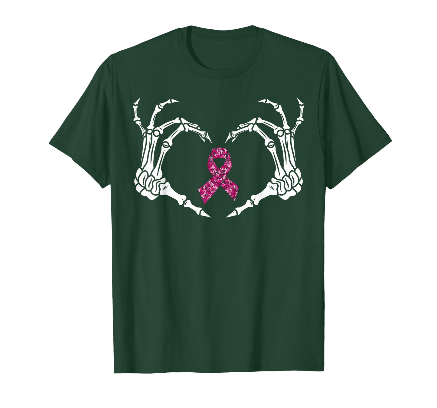 Skeleton Hand Breast Cancer Awareness Pink Ribbon Butterfly T-Shirt