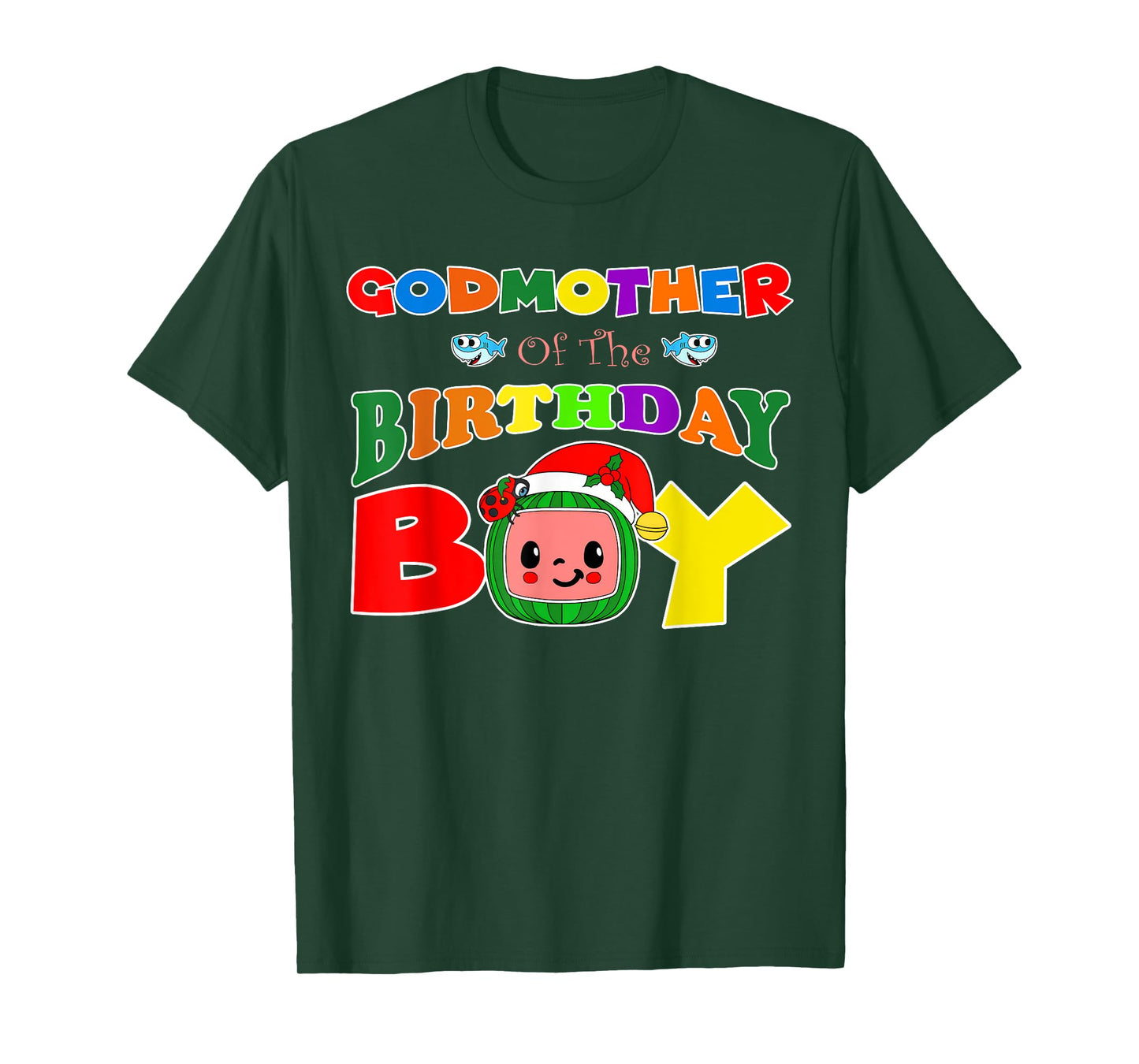 Godmother Of The Birthday Boy Funny Melon Family Matching T-Shirt