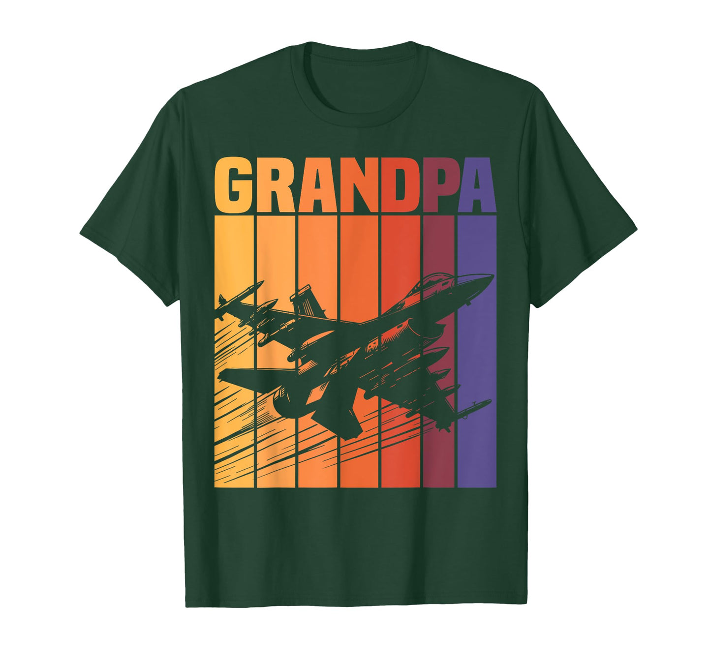 Grandpa Matching Family Retro Military Fighter Jet Birthday T-Shirt