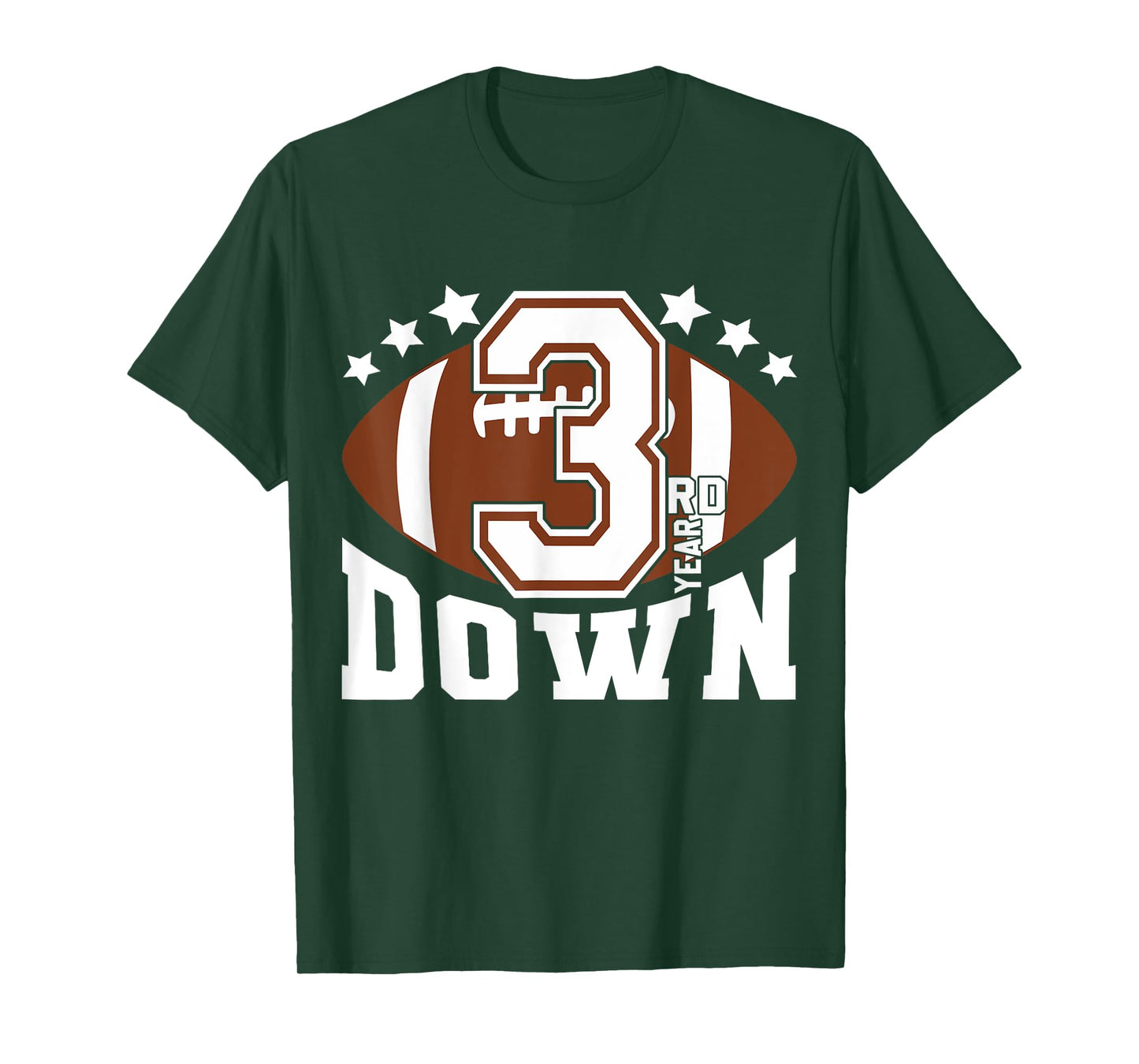 Kids 3rd Year Down Football Birthday Boy Party 3 Year Old T-Shirt