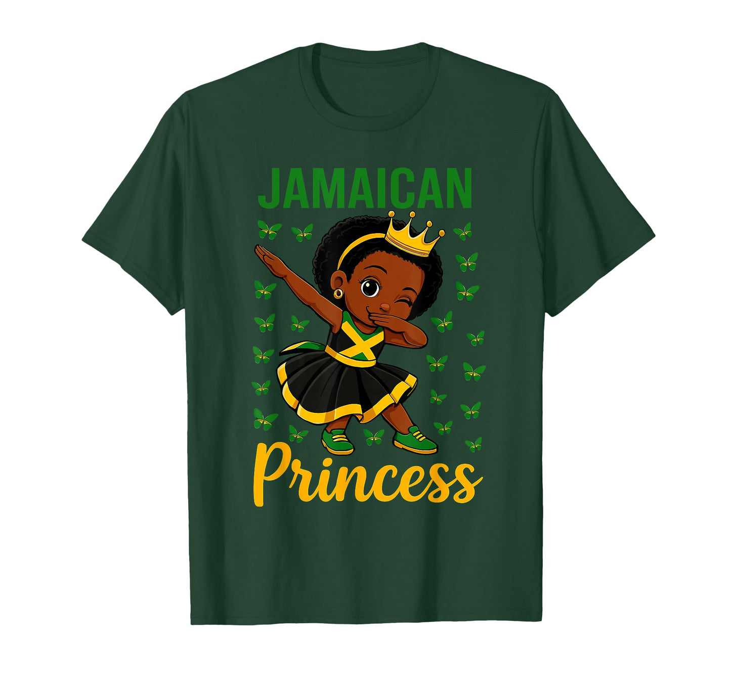 Dabbing Jamaican Princess Girl Jamaica Flag for Girls T-Shirt