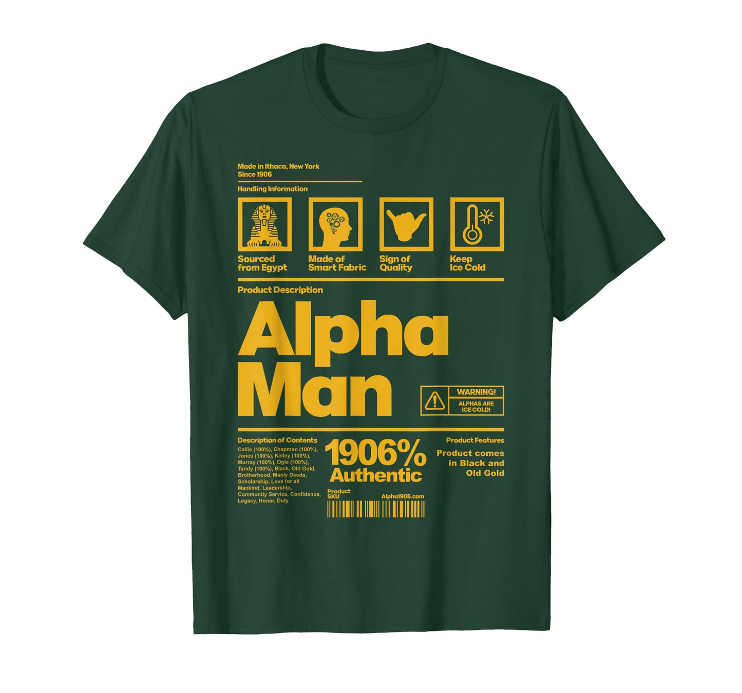 Mens Alpha African 1906 Fraternity Information Description T-Shirt