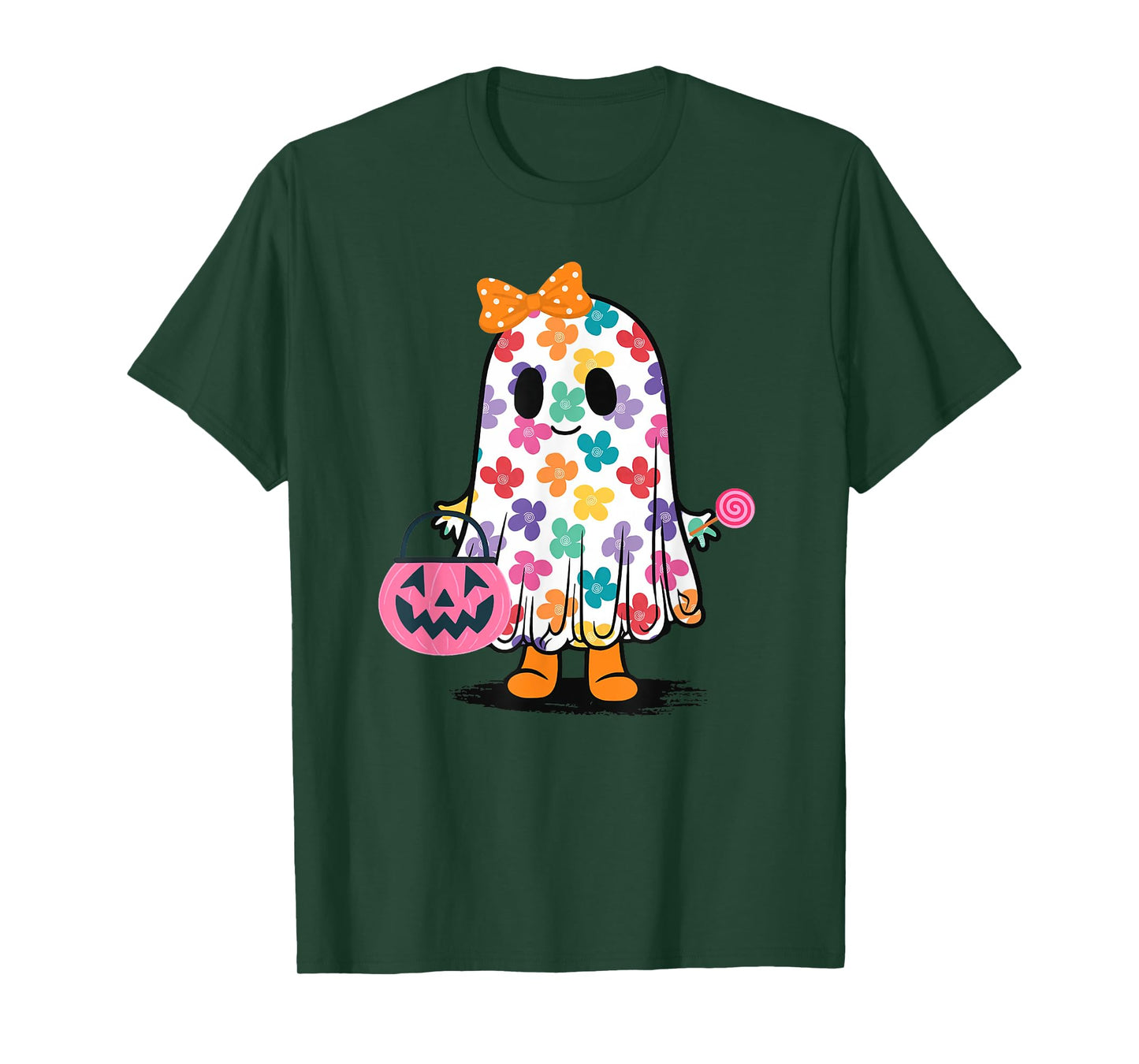 Cute Girly Ghost Flower Spooky Season T-Shirt