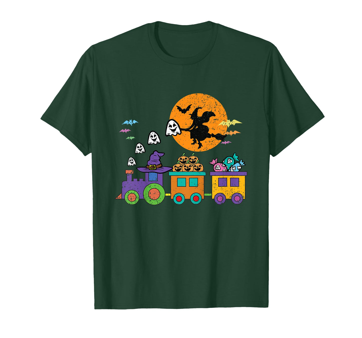 Halloween Train Witch Ghost Pumpkin Toddler Boys Girls T-Shirt