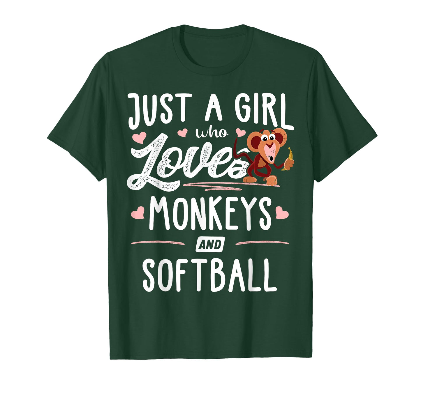 Just A Girl Who Loves Monkeys And Softball Gift Women T-Shirt