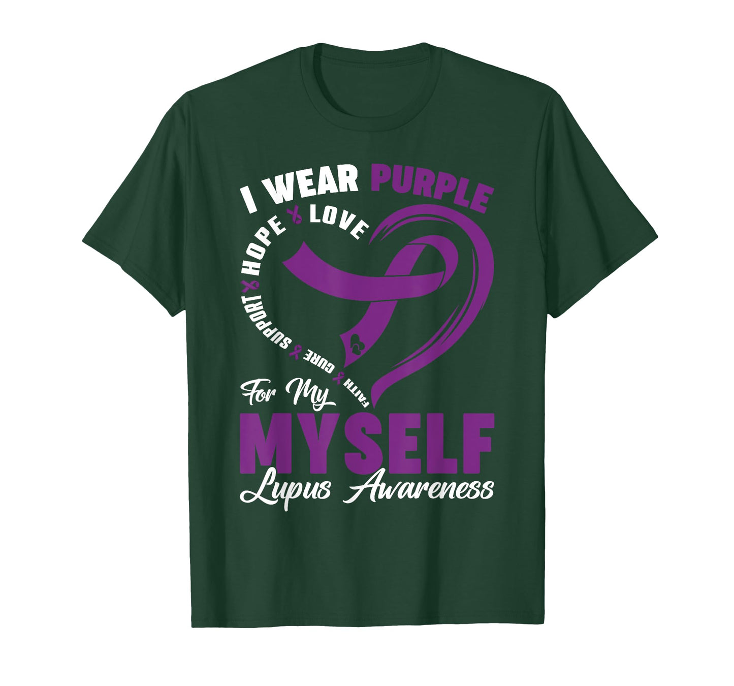 I Wear Purple For Myself Lupus Awareness Day Purple Ribbon T-Shirt