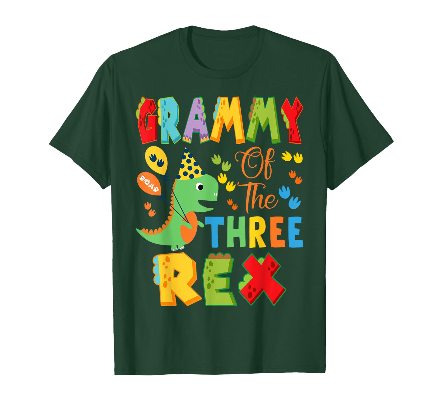 Grammy of The Three Rex 3Rd Birthday Boy Dinosaur T-Rex T-Shirt