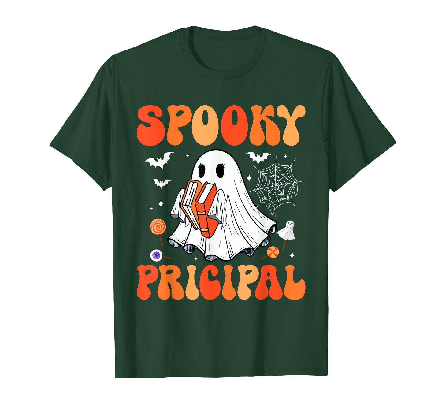 Spooky Principal Halloween Cosplay Boo Ghost Funny Job Team T-Shirt
