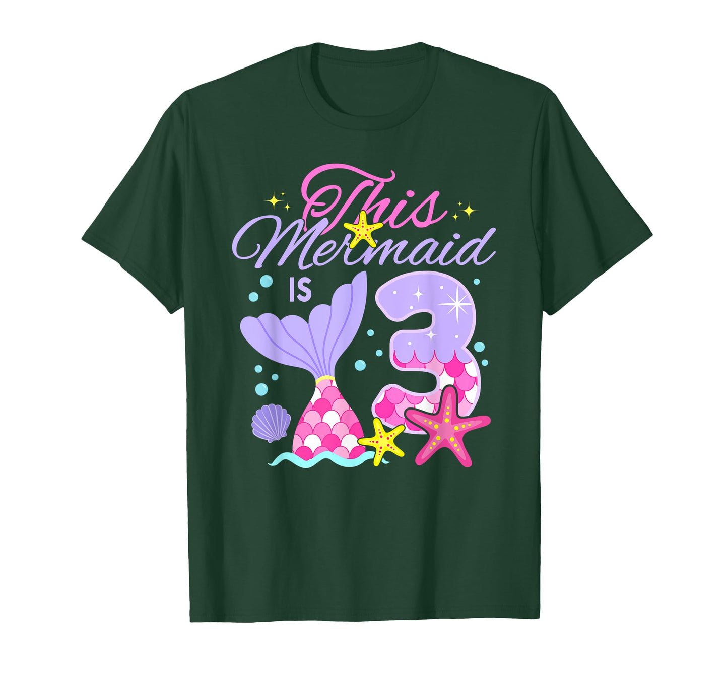 This Mermaid is 3 Year Old 3rd Birthday Girl Party Kids T-Shirt