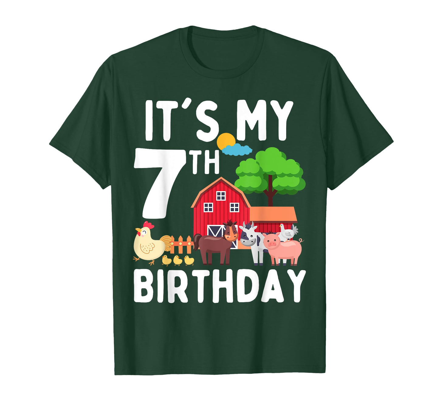 It's My 7th Birthday 7 Years Old Farm Animals Theme for Kids T-Shirt