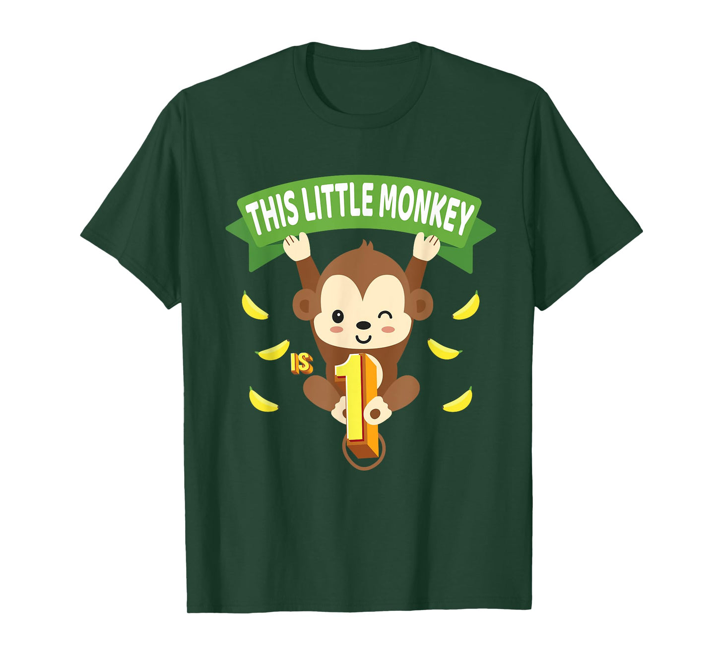 This Little Monkey Is 1 Years Old Kid 1st Birthday Monkeys T-Shirt