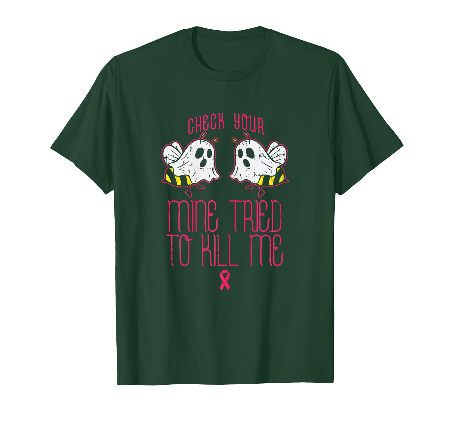 Check Your Boo-bees Funny Halloween Breast Cancer Awareness T-Shirt