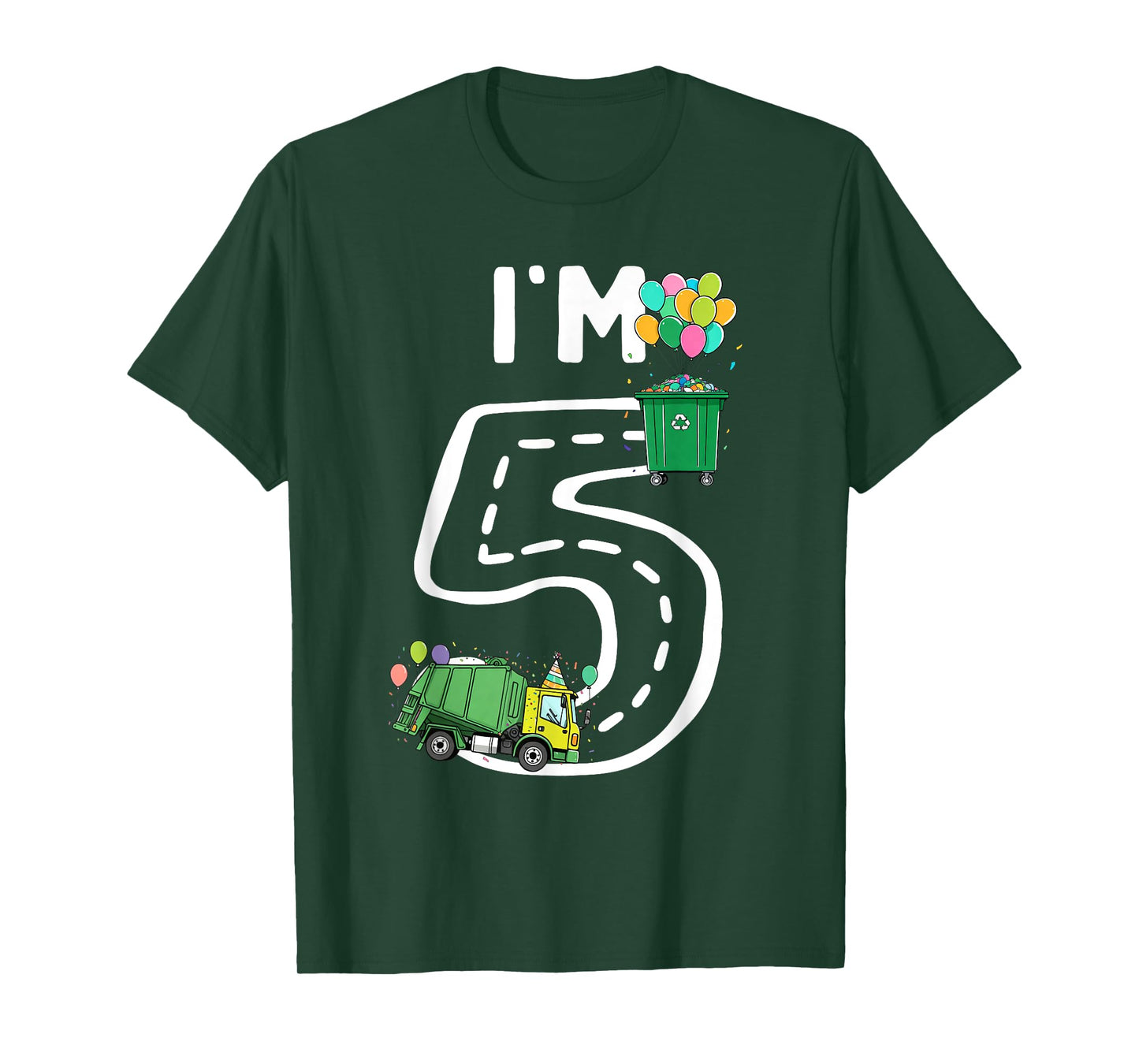 I'm 5 Five Years Old Garbage Truck 5th Birthday Boy Kids T-Shirt