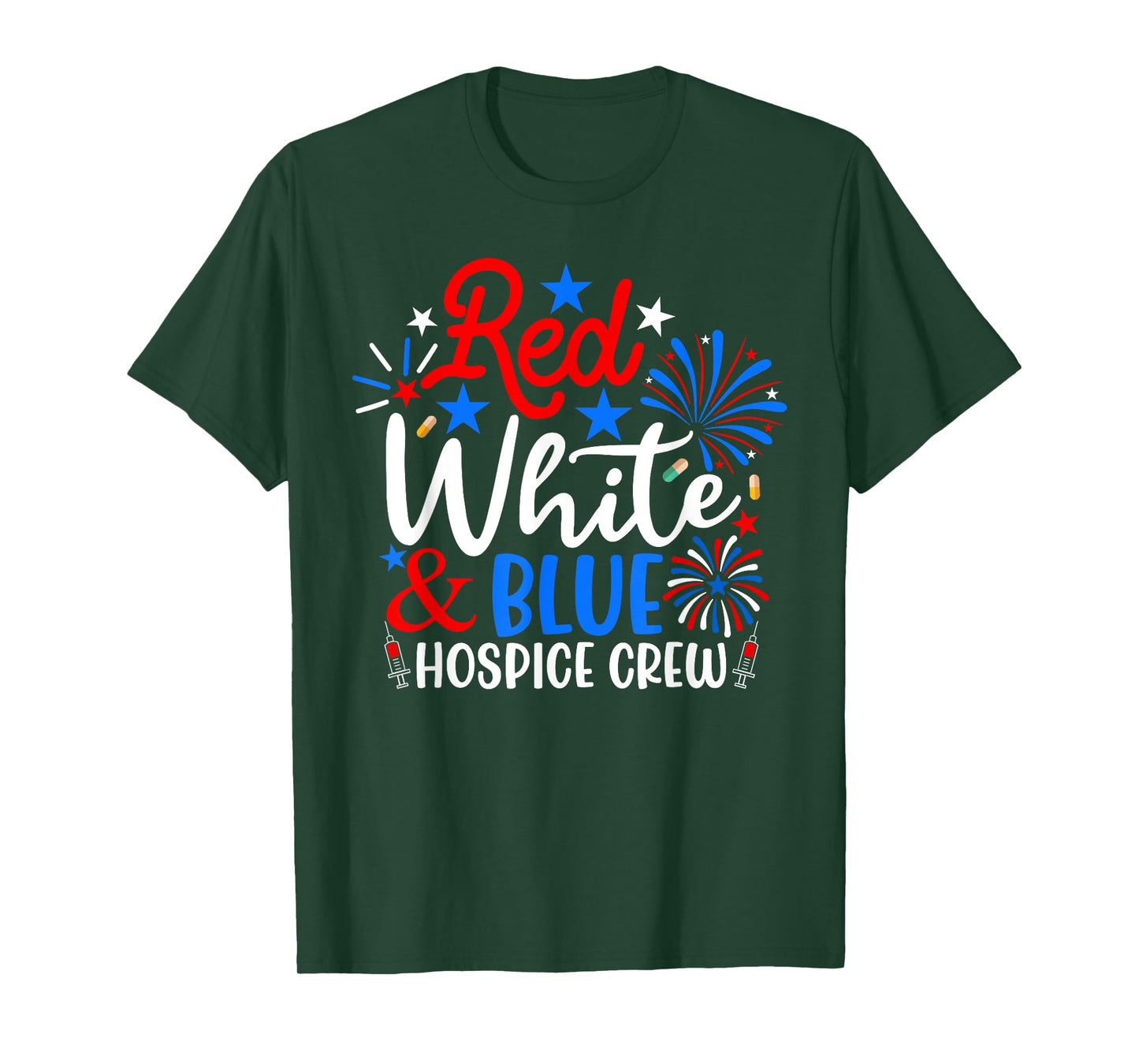 Red White And Blue Hospice Crew Funny 4th Of July Nurse T-Shirt