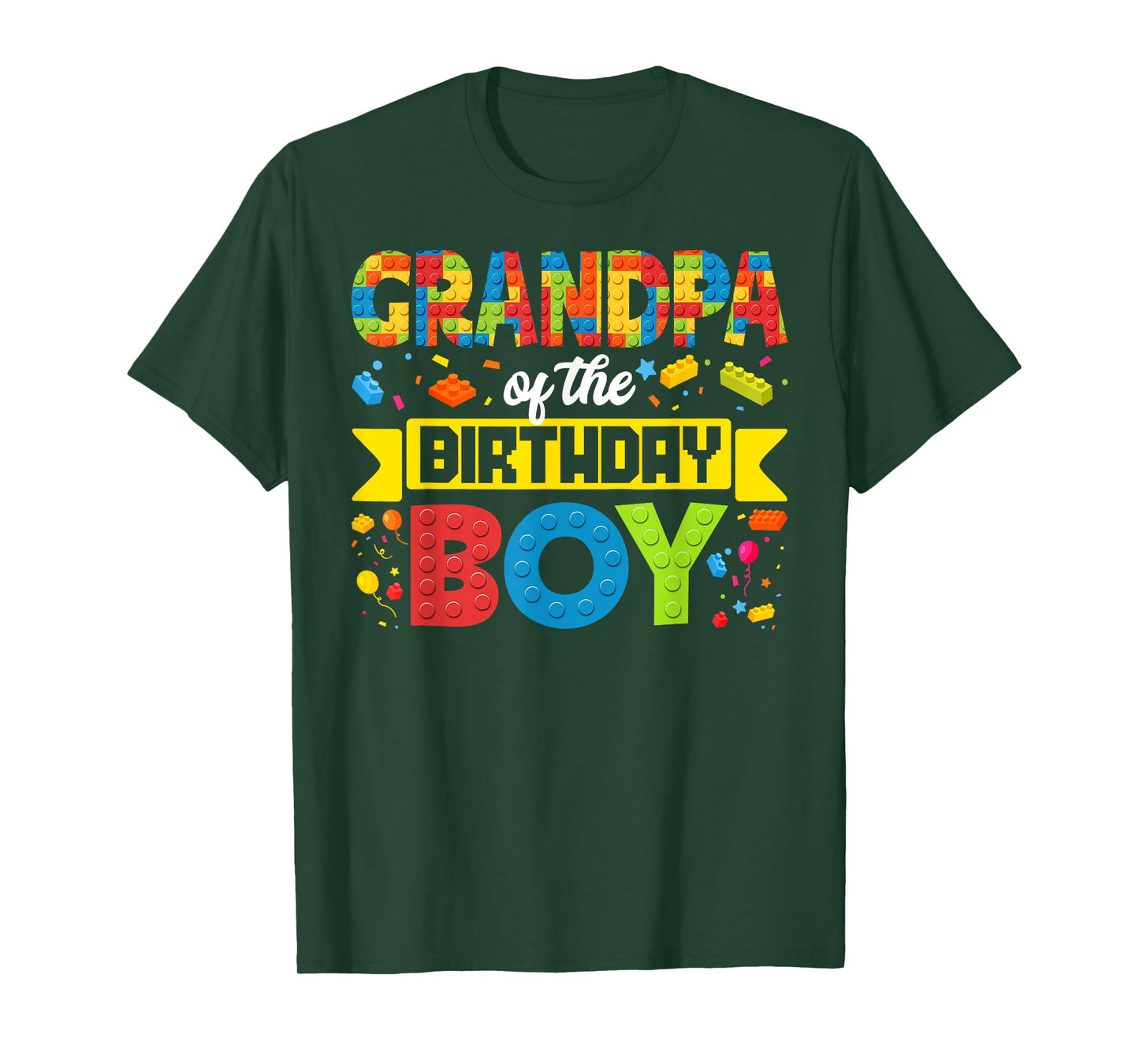 Grandpa Of The Birthday Boy Master Builder Building Blocks T-Shirt