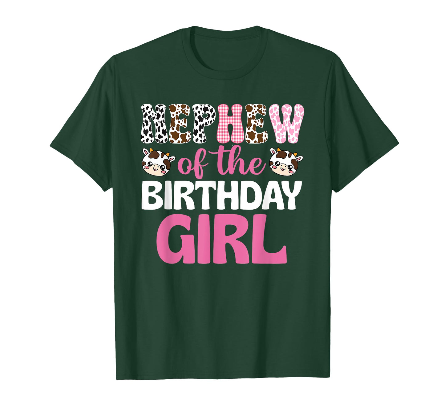 Nephew of The Birthday Girl Cow Farm Family 1St Birthday T-Shirt
