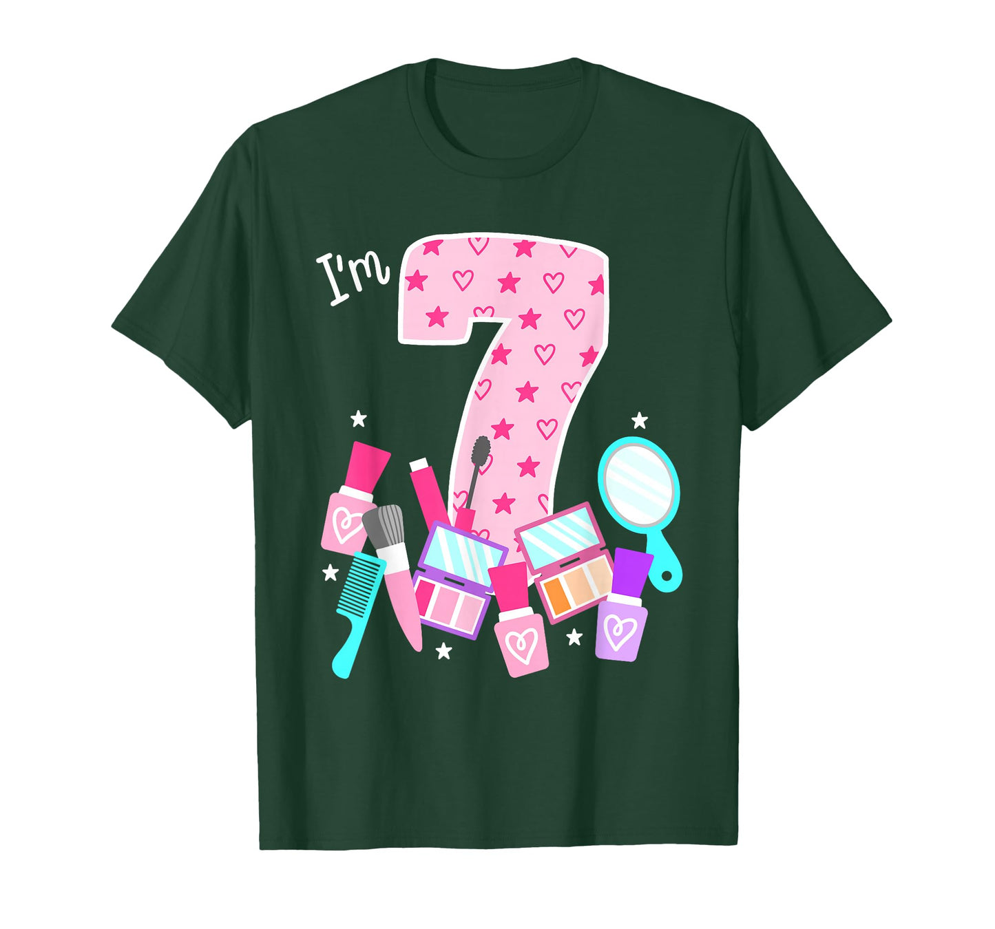 Spa Birthday Party I'm 7 Girls Makeup 7th Bday Kids Toddlers T-Shirt