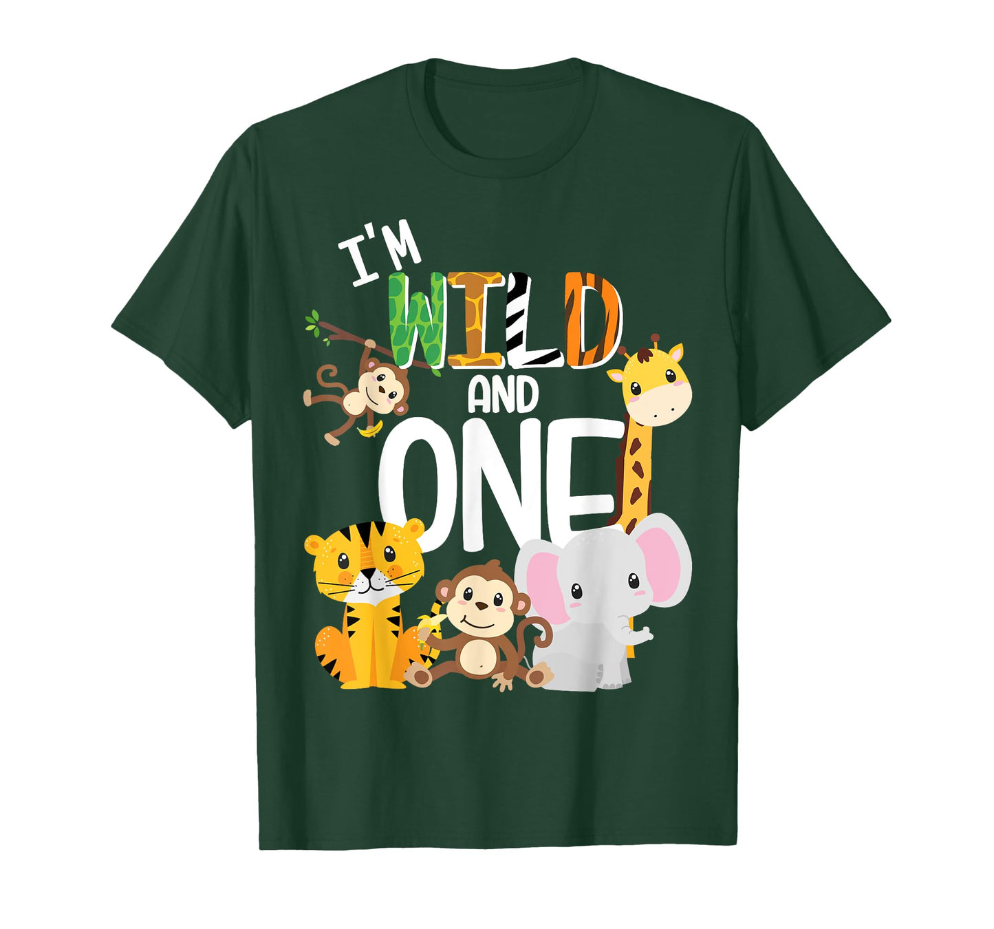 I'm Wild and One Zoo Theme Birthday Safari Jungle Animals T-Shirt